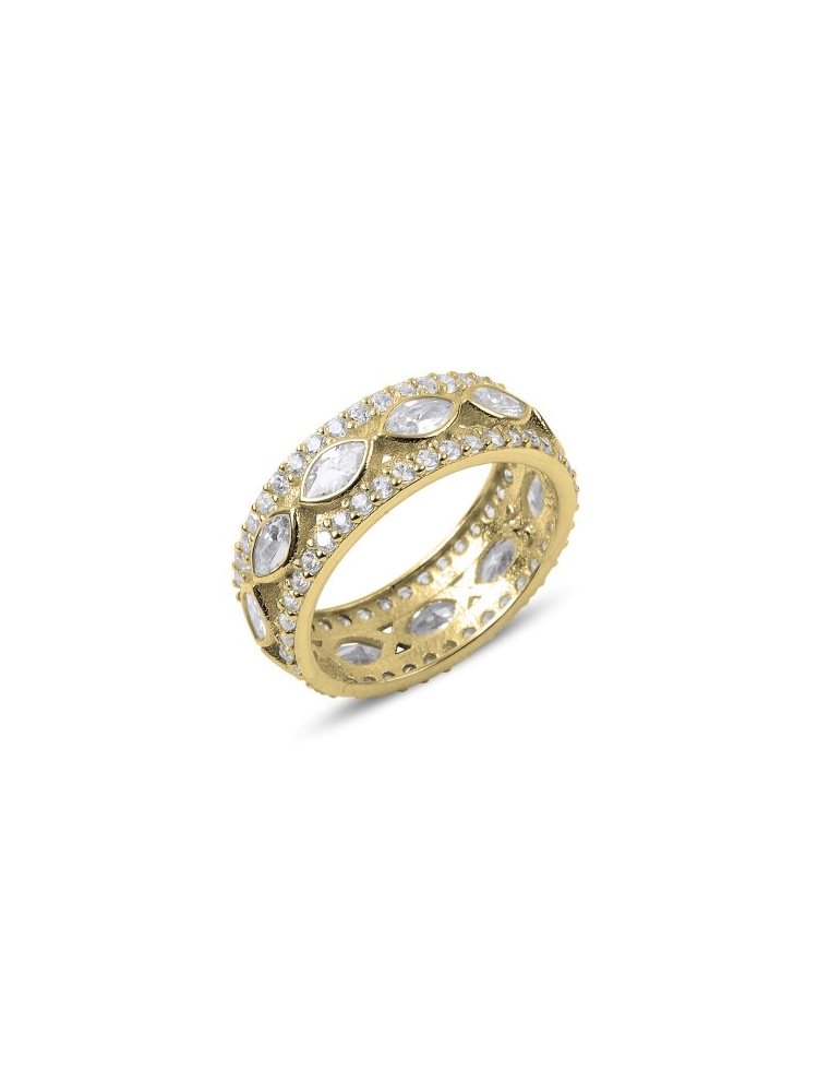 Εντυπωσιακό δαχτυλίδι από επιχρυσωμένο ασήμι 925 με πέτρες ζιργκόν καρφωμένες
