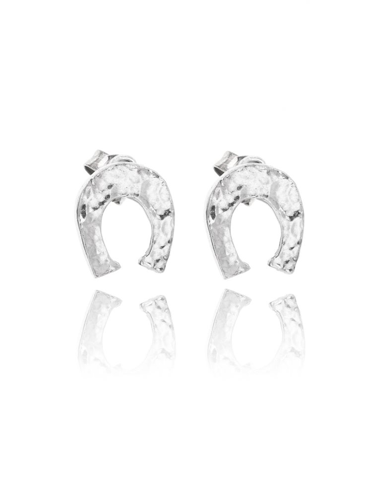 Σκουλαρίκια καρφωτά Paraxenies από ασήμι 925 πέταλο σφυρήλατο