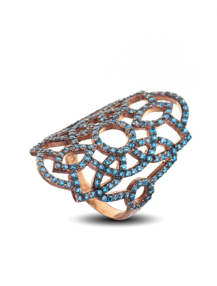 Δαχτυλίδι Paraxenies από ρόζ επιχρυσωμένο ασήμι 925 εντυπωσιακό με πέτρες ζιργκόν