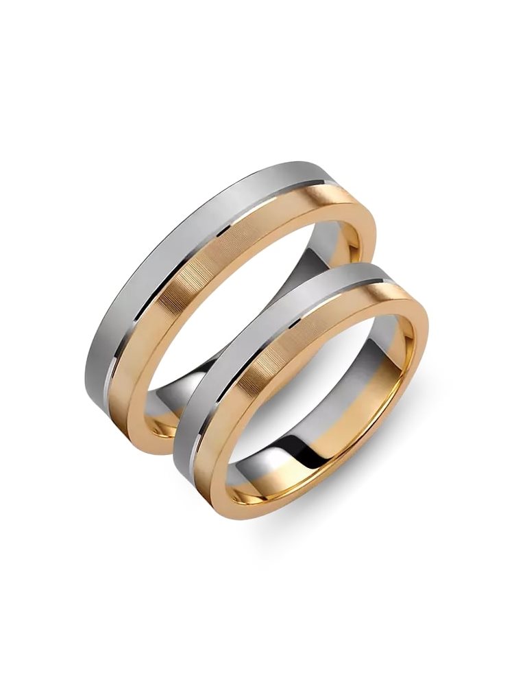 Χρυσές βέρες γάμου συλλογή Edge από χρυσό και λευκόχρυσο Κ14 δίχρωμες