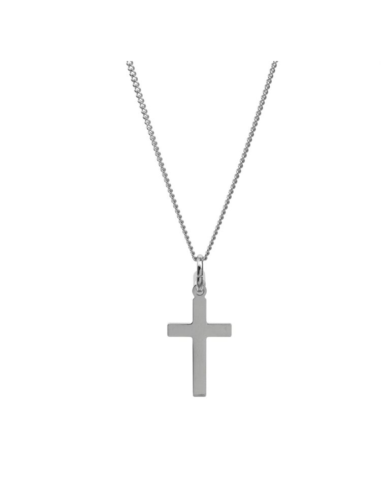 Aνδρικός σταυρός διπλής όψης από ασήμι 925 μαζί με την αλυσίδα επίσης από ασήμι 925