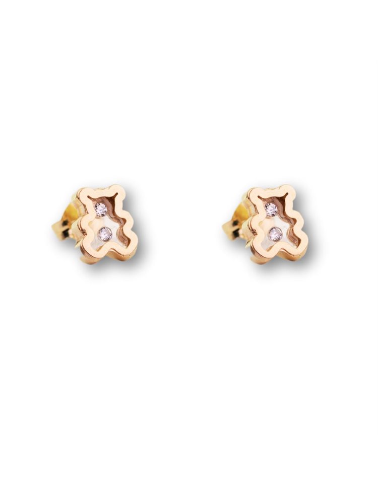 Χρυσά σκουλαρίκια από 9 καράτια γνήσιου χρυσού με πέτρες ζιργκόν σχέδιο αρκουδάκια