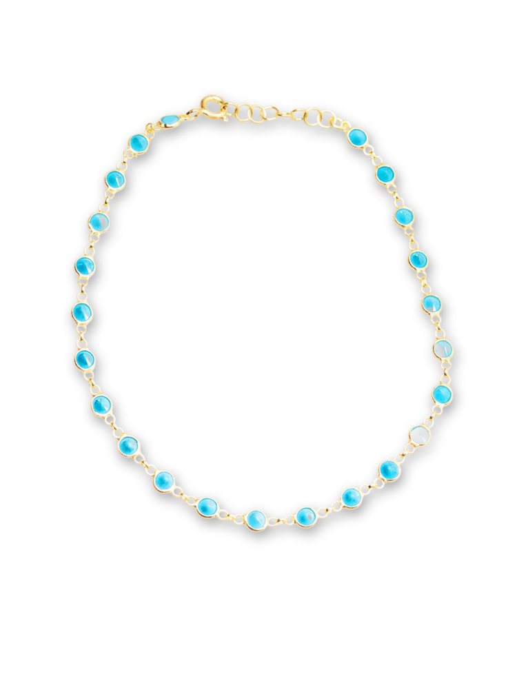 Διακριτικό βραχιόλι Paraxenies από πέτρα ζιργκόν σε τυρκουάζ χρώμα σε επιχρυσωμένο ασήμι 925