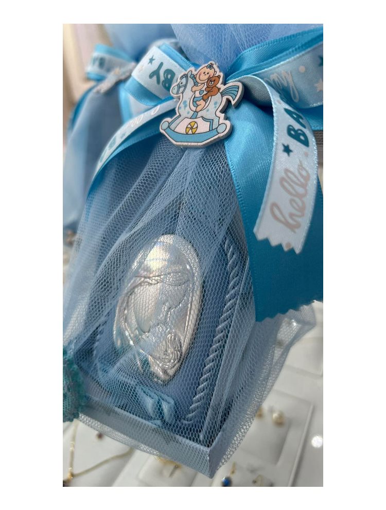 Παιδική ασημένια εικόνα για αγοράκι με στόλισμα