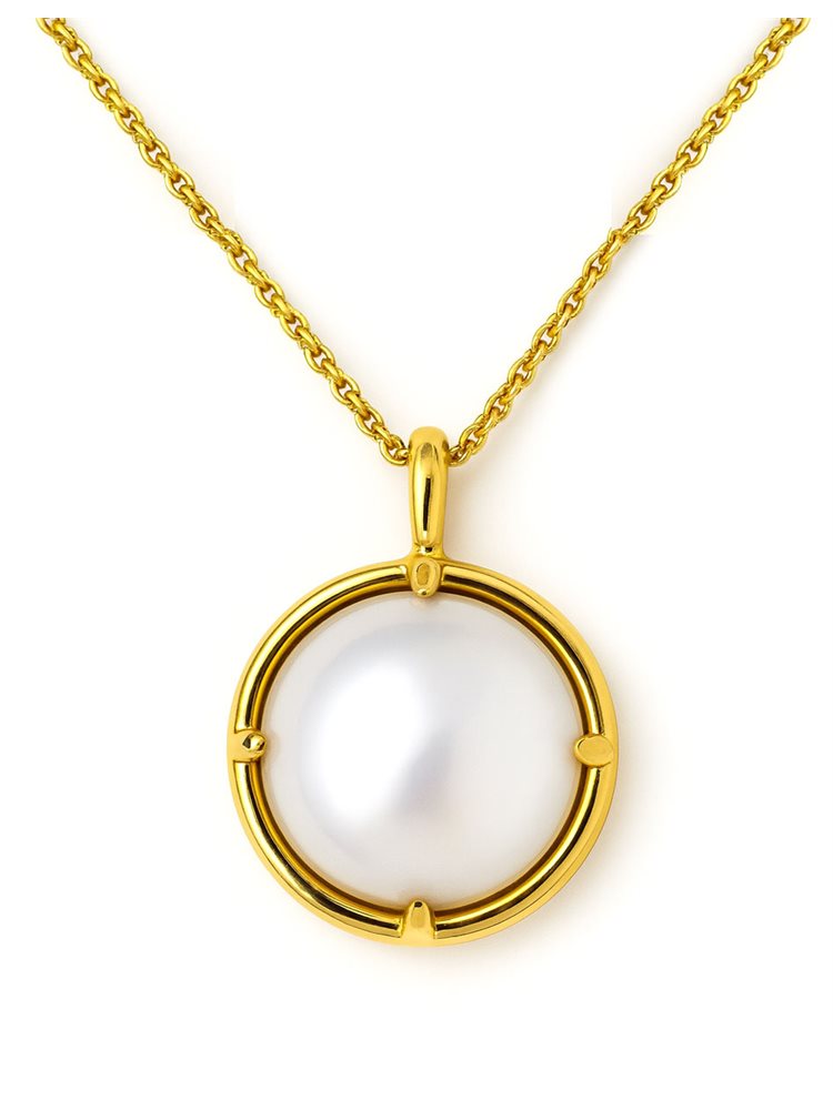 Κολιέ από Ασήμι 925 Επιχρυσωμένο με Στρογγυλό Μαργαριτάρι