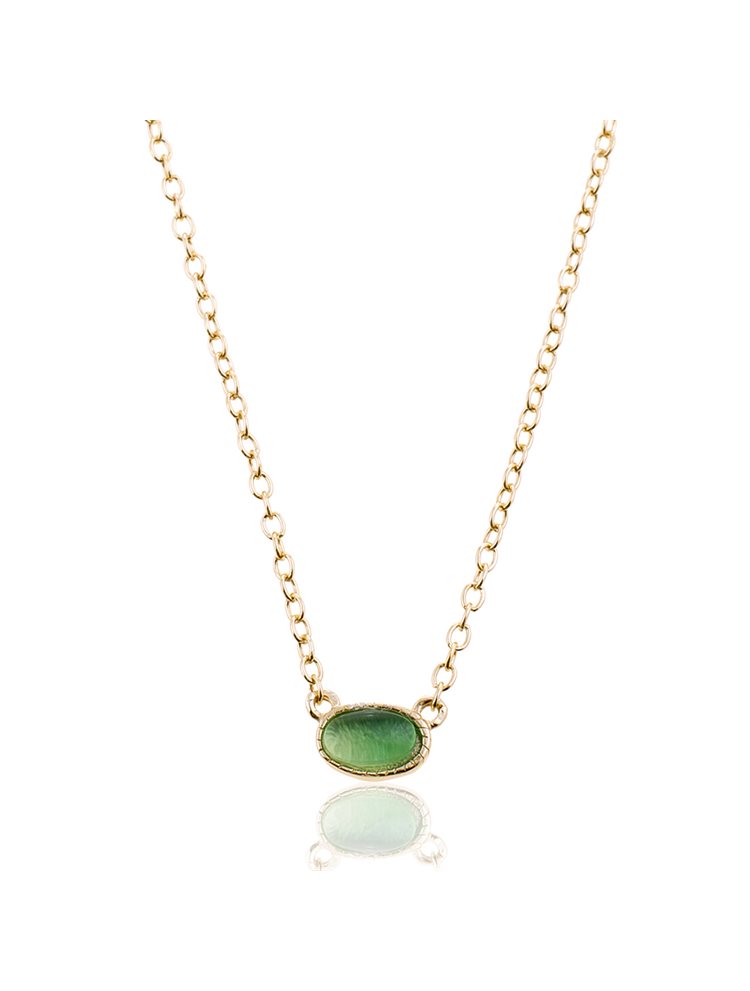 Κολιέ επιχρυσωμένο ασήμι 925 με πράσινο όνυχα