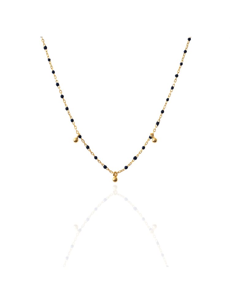 Κολιέ επιχρυσωμένο ασήμι 925 με μαύρες λεπτομέρειες