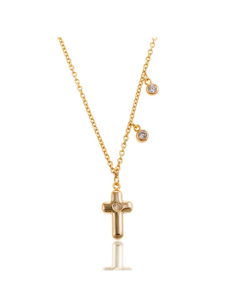 Κολιέ επιχρυσωμένο ασήμι 925 με σταυρό και ζιργκόν