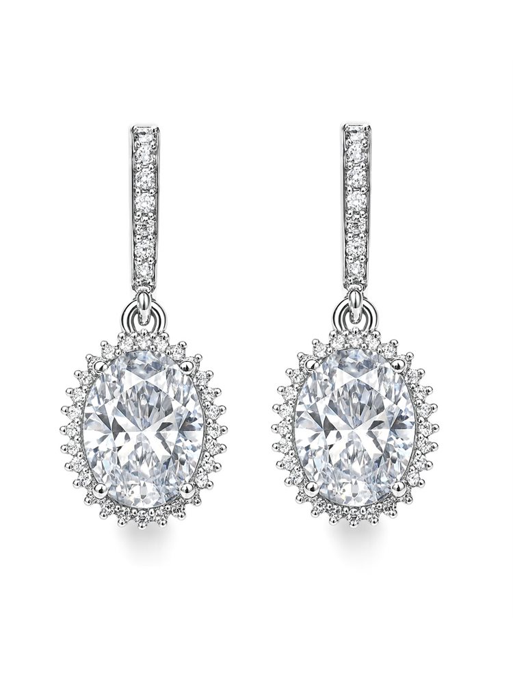 Σκουλαρίκια Ασήμι 925 με Οβάλ Λευκές Ζιργκόν