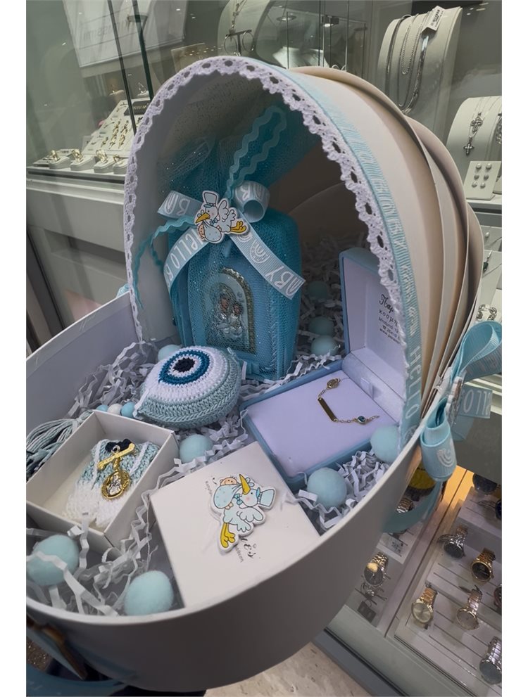 Εξαιρετικό δώρο γέννησης ΚΑΛΑΘΟΥΝΑ ΜΕ ΑΣΗΜΙ 925 για το νέο μωρό ολοκληρωμένη λύση με κολιέ για την μαμά φυλαχτό για το μωρό και θρησκευτική εικόνα ΜΑΖΙ με το ΕΠΕΝΔΕΔΥΜΕΝΟ ΚΟΥΤΙ και το ζηπουνάκι