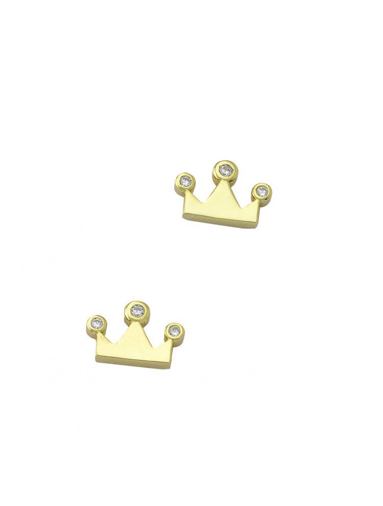 Καρφωτά σκουλαρίκια από επιχρυσωμένο ασήμι 925 με πέτρες ζιργκόν κορώνες