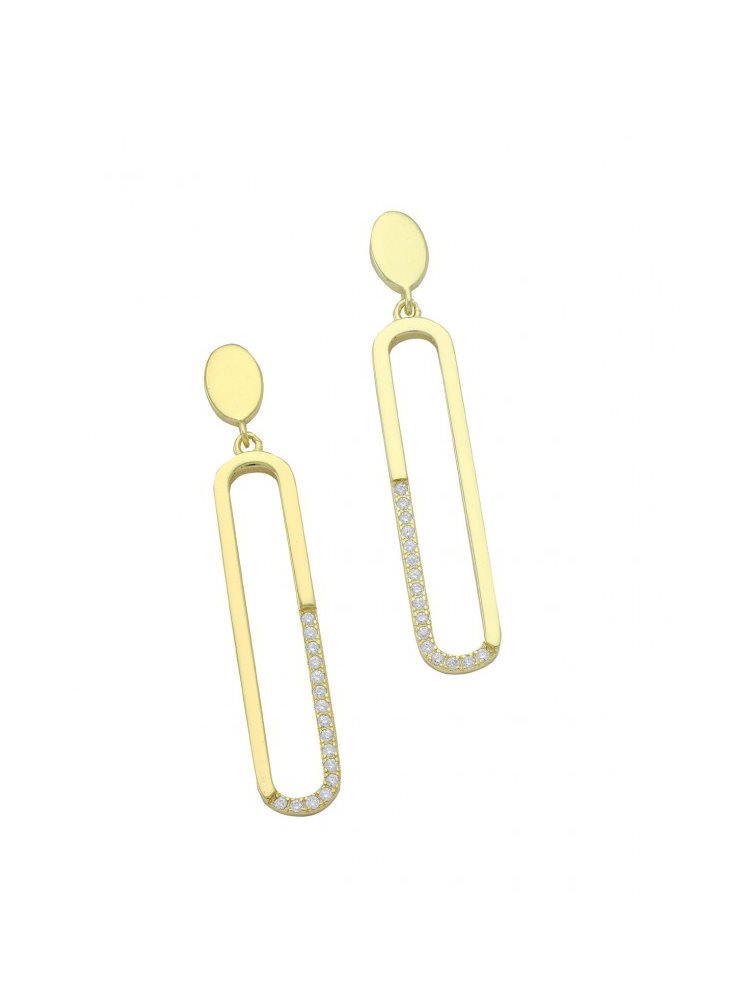 Μακριά κρεμαστα σκουλαρίκια από επιχρυσωμένο ασήμι 925 με πέτρες ζιργκόν