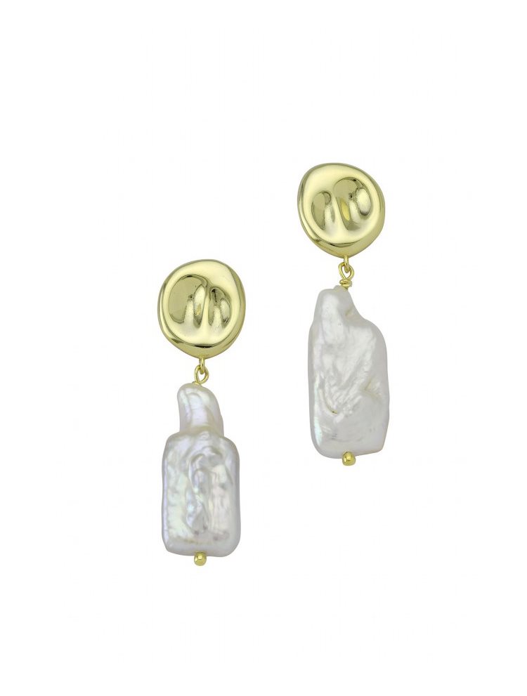 Κρεμαστά σκουλαρίκια σε επιχρυσωμένο ασήμι 925 με πέρλα