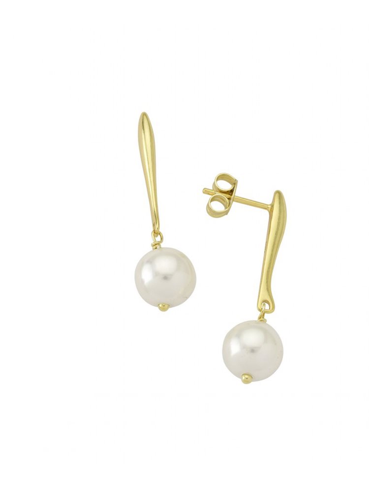 Κρεμαστά σκουλαρίκια σε επιχρυσωμένο ασήμι 925 με πέρλα