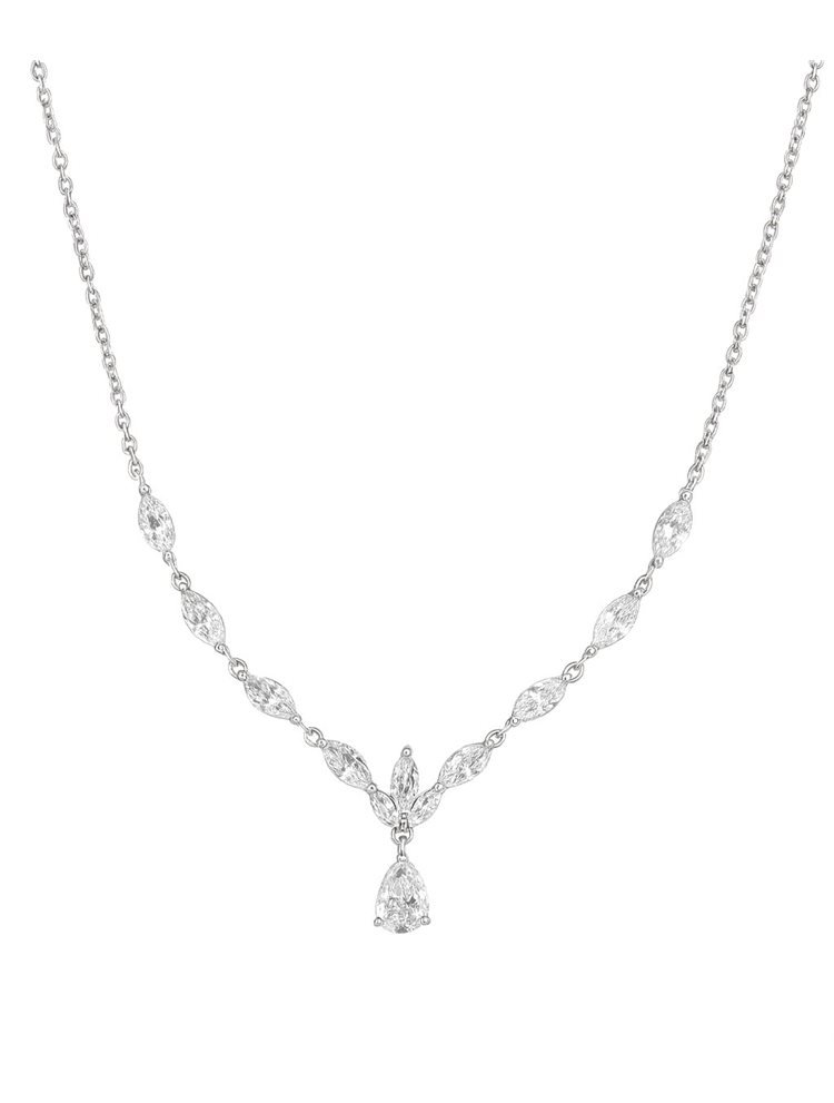 Κολιέ ασήμι 925 με πέτρες ζιργκόν σε σχήμα δάκρυ