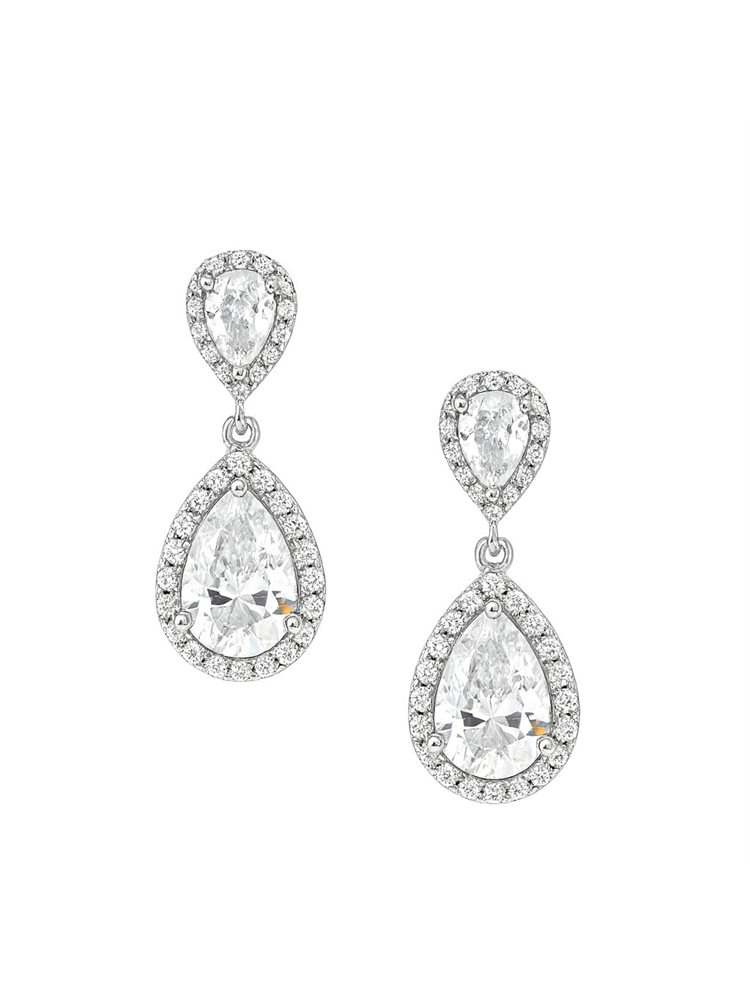 Σκουλαρίκια ασήμι 925 με διπλό δάκρυ και πέτρες ζιργκόν