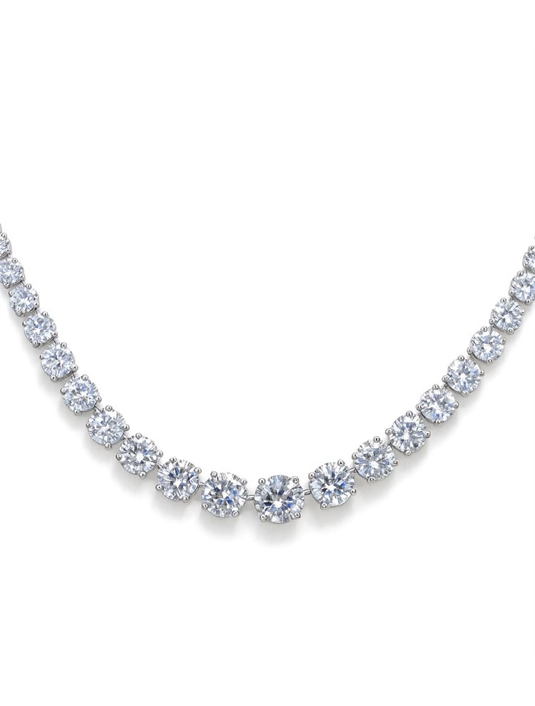 Κολιέ ριβιέρα ασήμι 925 με στρογγυλές πέτρες ζιργκόν