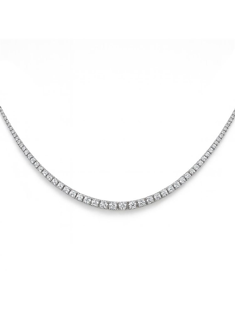 Κολιέ ριβιέρα ασήμι 925 με στρογγυλές πέτρες ζιργκόν