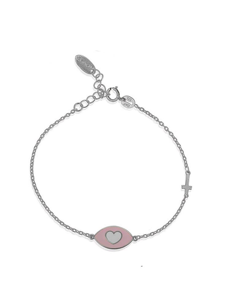 Βραχιόλι παιδικό από λευκόχρυσό 14 καρατίων με καρδιά