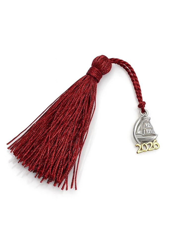 Γούρι για το 2026 από ασήμι 925 με καράβι και εντυπωσιακή φούντα