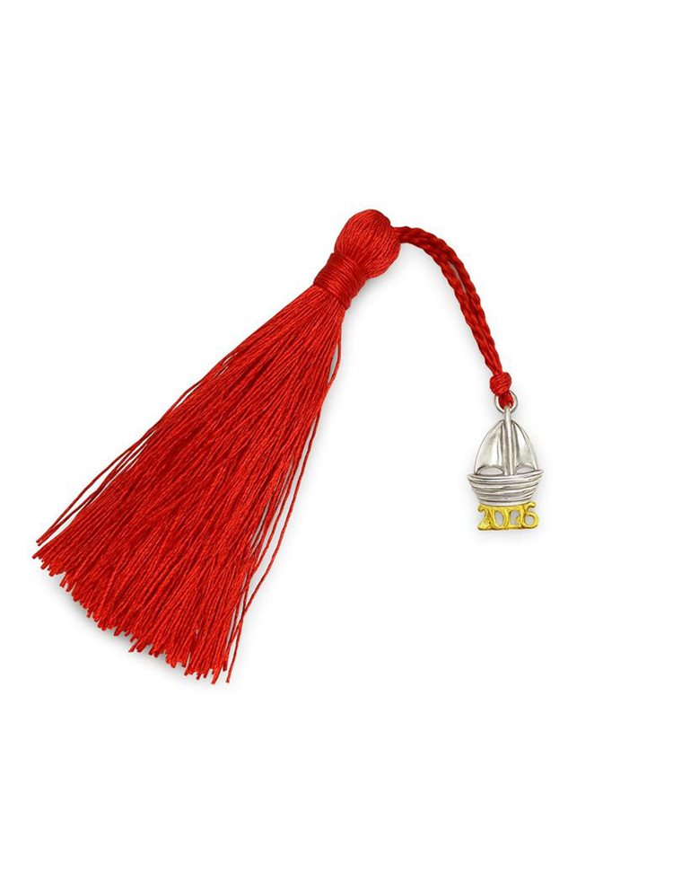 Γούρι για το 2026 από ασήμι 925 με καράβι και εντυπωσιακή φούντα