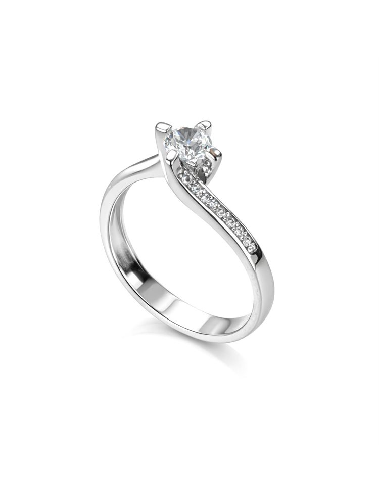 Μονόπετρο από λευκόχρυσο Κ14 με πέτρες ζιργκόν