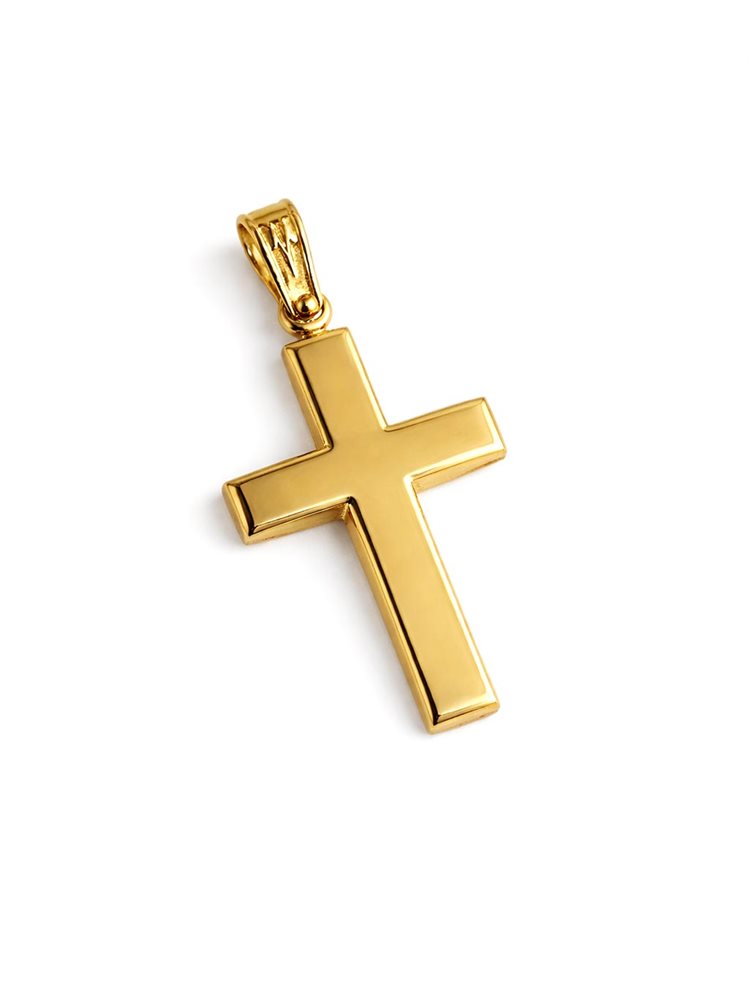 Σταυρός Βάπτισης Χρυσός Κ14 Λείος Κλασικός διπλής όψης με την βάπτιση