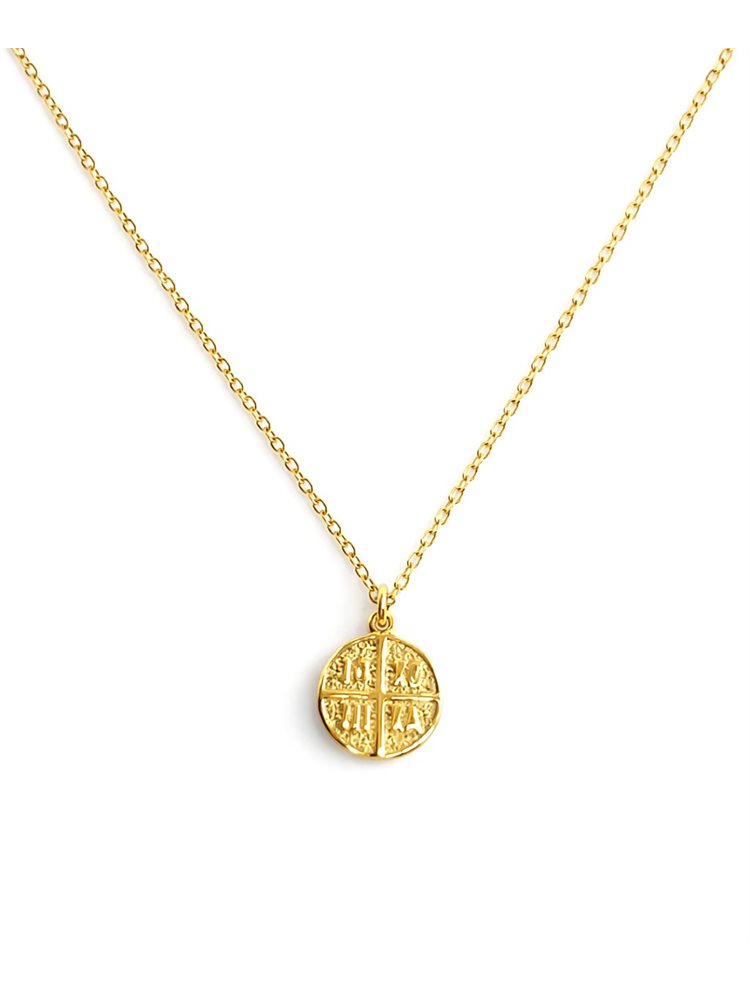 Χρυσό Μενταγιόν Κωνσταντινάτο Κ9 Στρογγυλό με Σταυρό