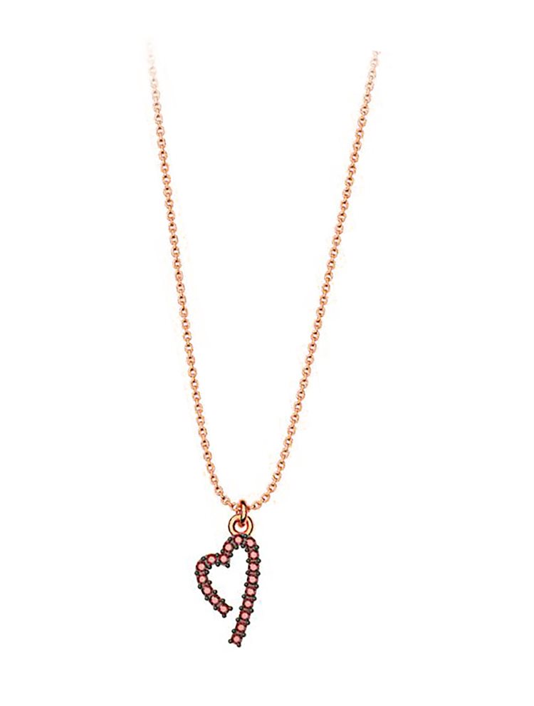 Κολιέ συλλογή Love καρδιά από ρόζ επιχρυσωμένο ασήμι με πέτρα Swarovski