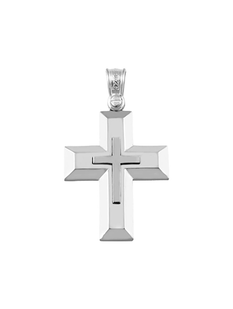 Βαπτιστικός σταυρός για αγόρι από λευκόχρυσό 9 καρατίων Σταυρός βάφτισης K9