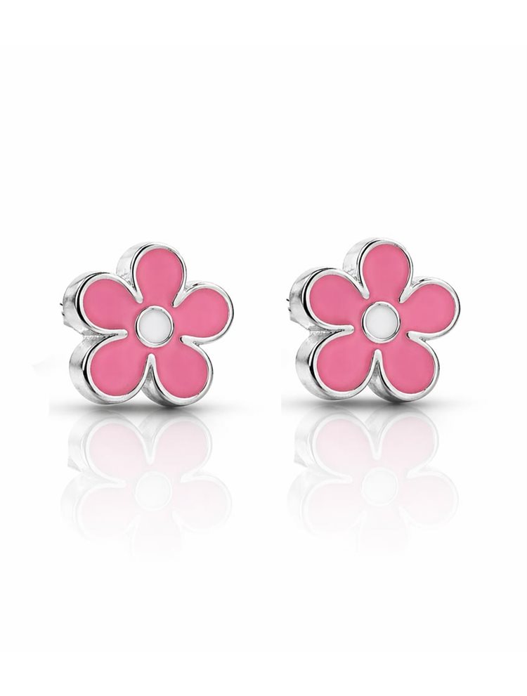 Παιδικά σκουλαρίκια από ασήμι 925 με σμάλτο λουλουδάκια
