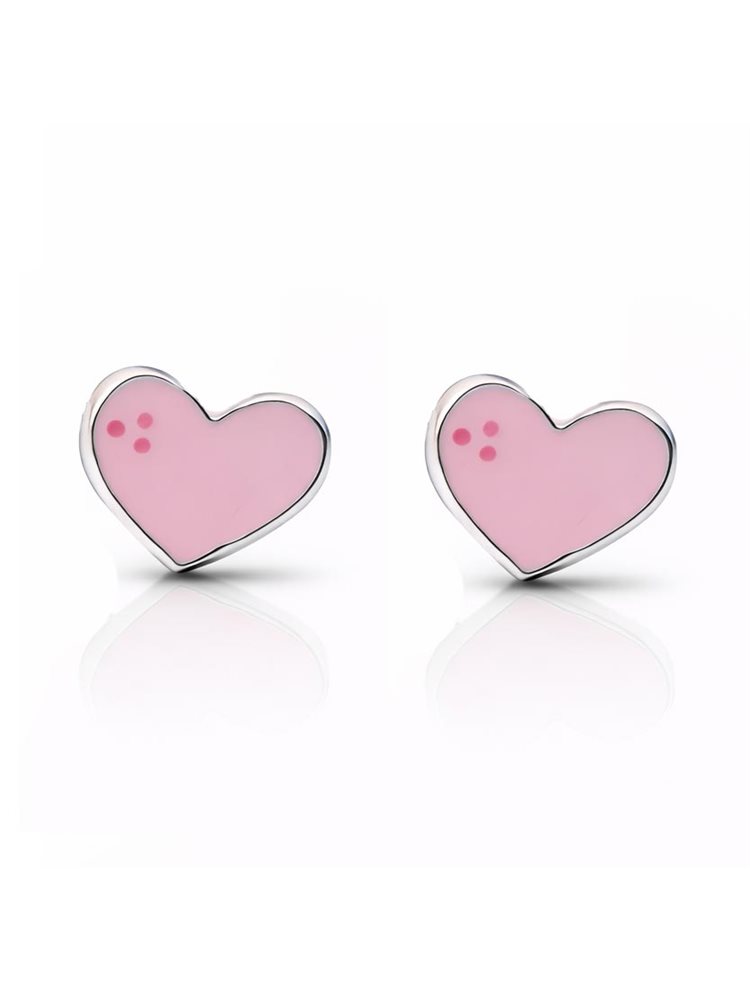 Παιδικά σκουλαρίκια από ασήμι 925 με σμάλτο καρδιές